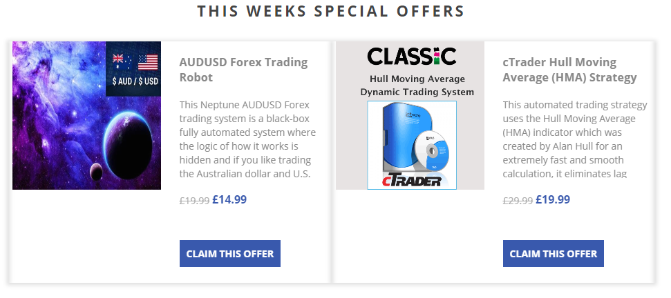 ClickAlgo cTrader weekly deals 12.11.2018